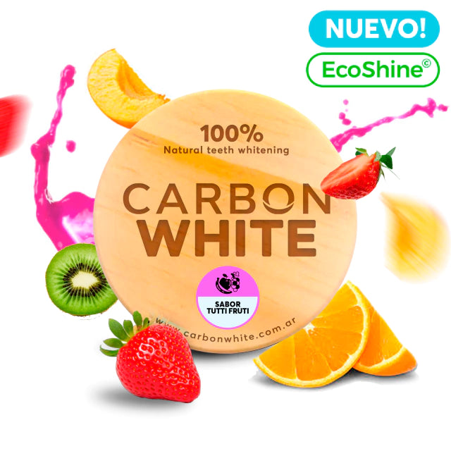 Blanqueador Dental Organico Carbon Activado Vegetal - Sabor Tutti Frutti en Pote de Bambu