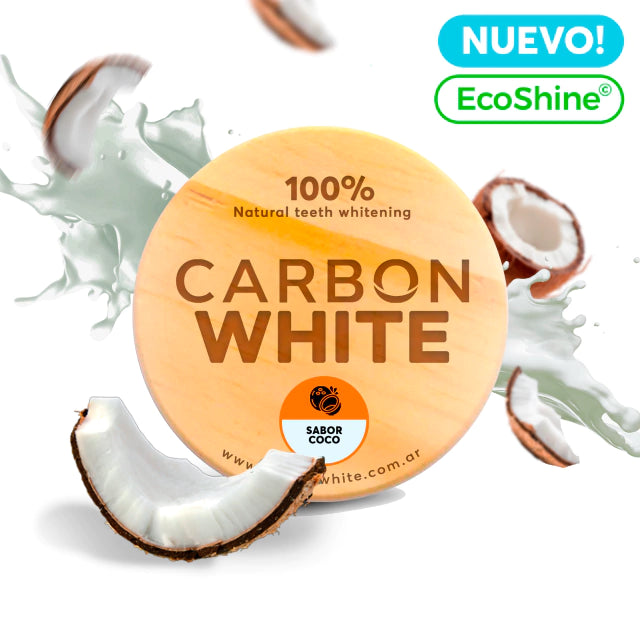Blanqueador Dental Organico Carbon Activado Vegetal - Sabor Coco en Pote de Bambu