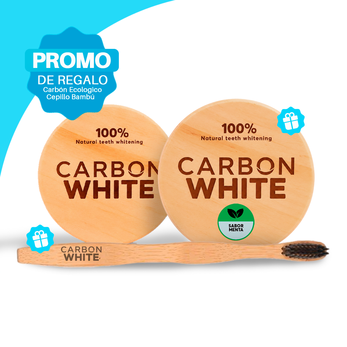 2x1 Carbon Activado Envase Ecologico + Cepillo Bambú de Regalo